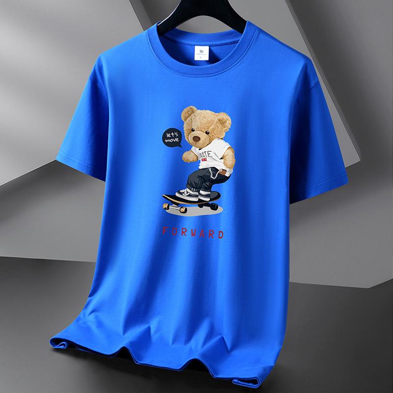 QICED Футболка с короткими рукавами из хлопка Tide Casual Cotton Мужская летняя рубашка с круглым вырезом