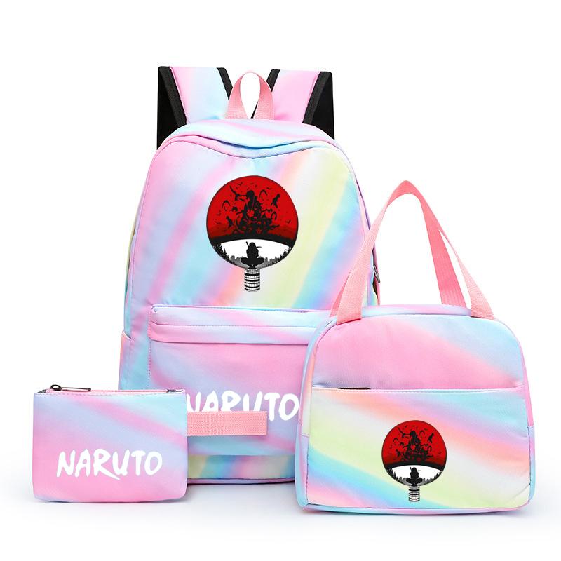 3 шт., школьный рюкзак в стиле аниме для девочек Y2K с сумками для обеда, школьный рюкзак, комплект холщовых сумок, детская сумка-ручка