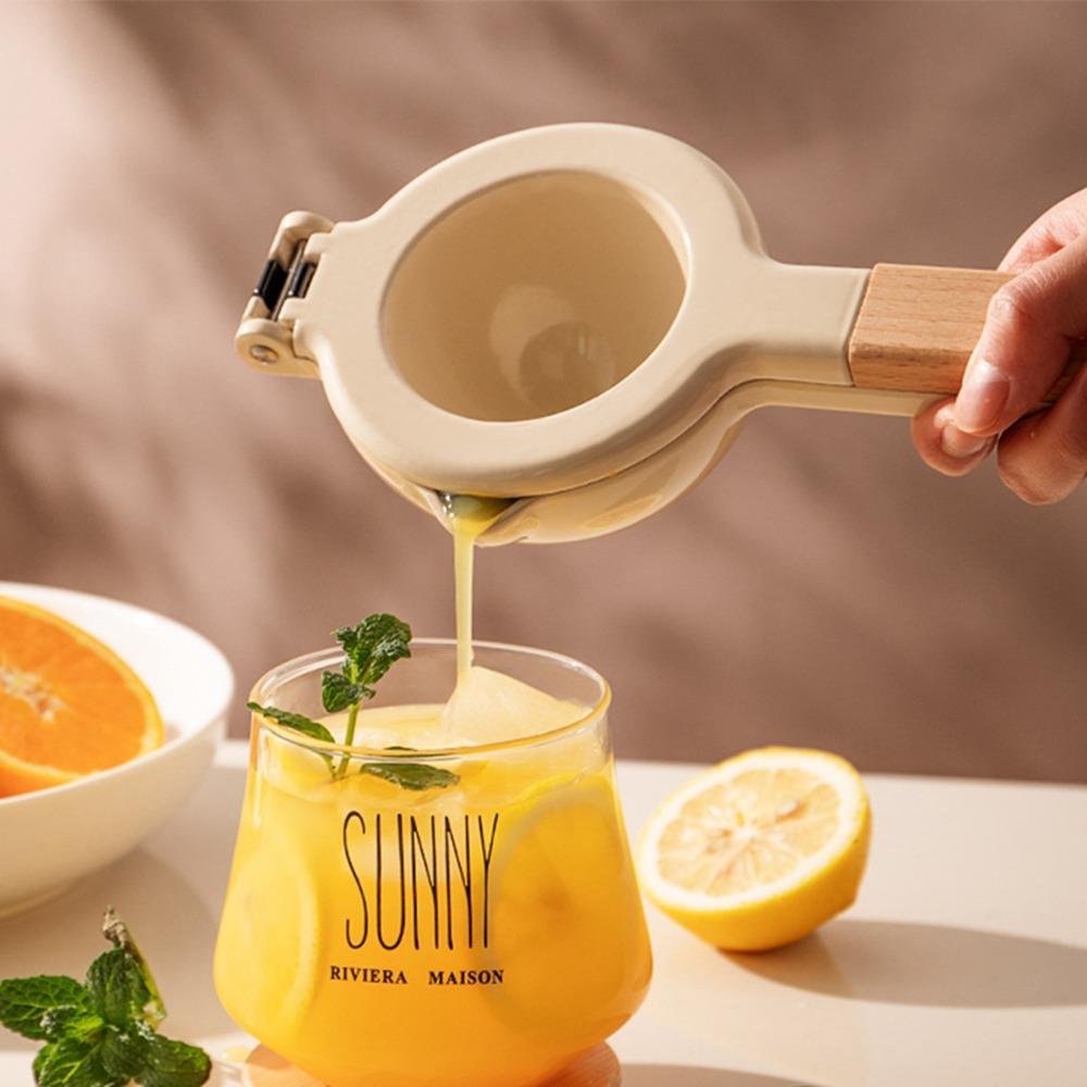 White Manual Juicer Zinc Ally Wood Handle Lemon Squeezer Orange Lemon Lime Grapefruit