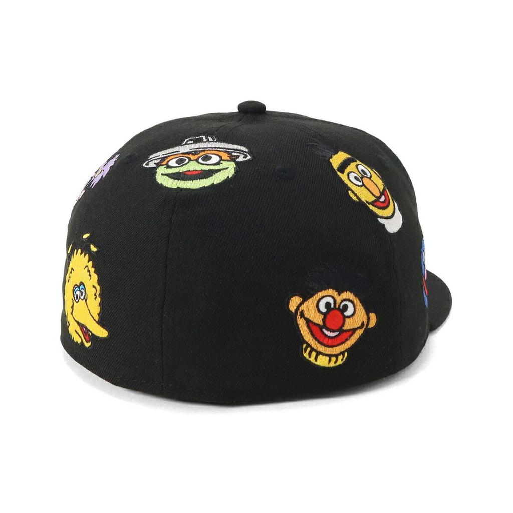 New Era 59FIFTY Sesame Street Collaboration 7 5950 SESAME ALLOVER BLK Cap, Black, 1/2 Inch,