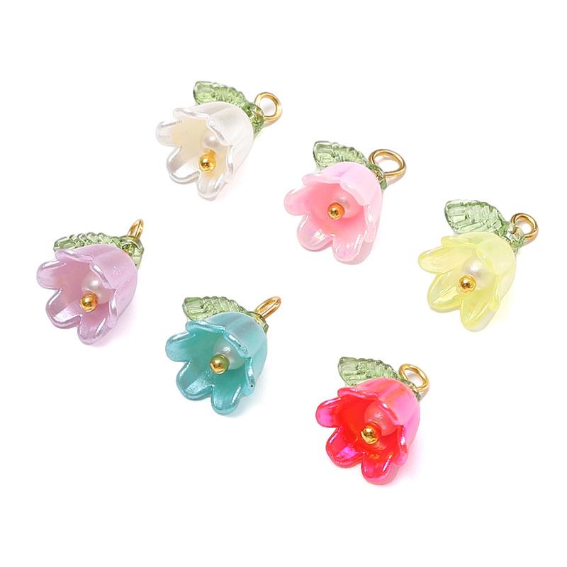 10pcs/bag Acrylic Color Lily Of The Valley Pendant DIY Bracelet Necklace Earrings Jewelry Accessories
