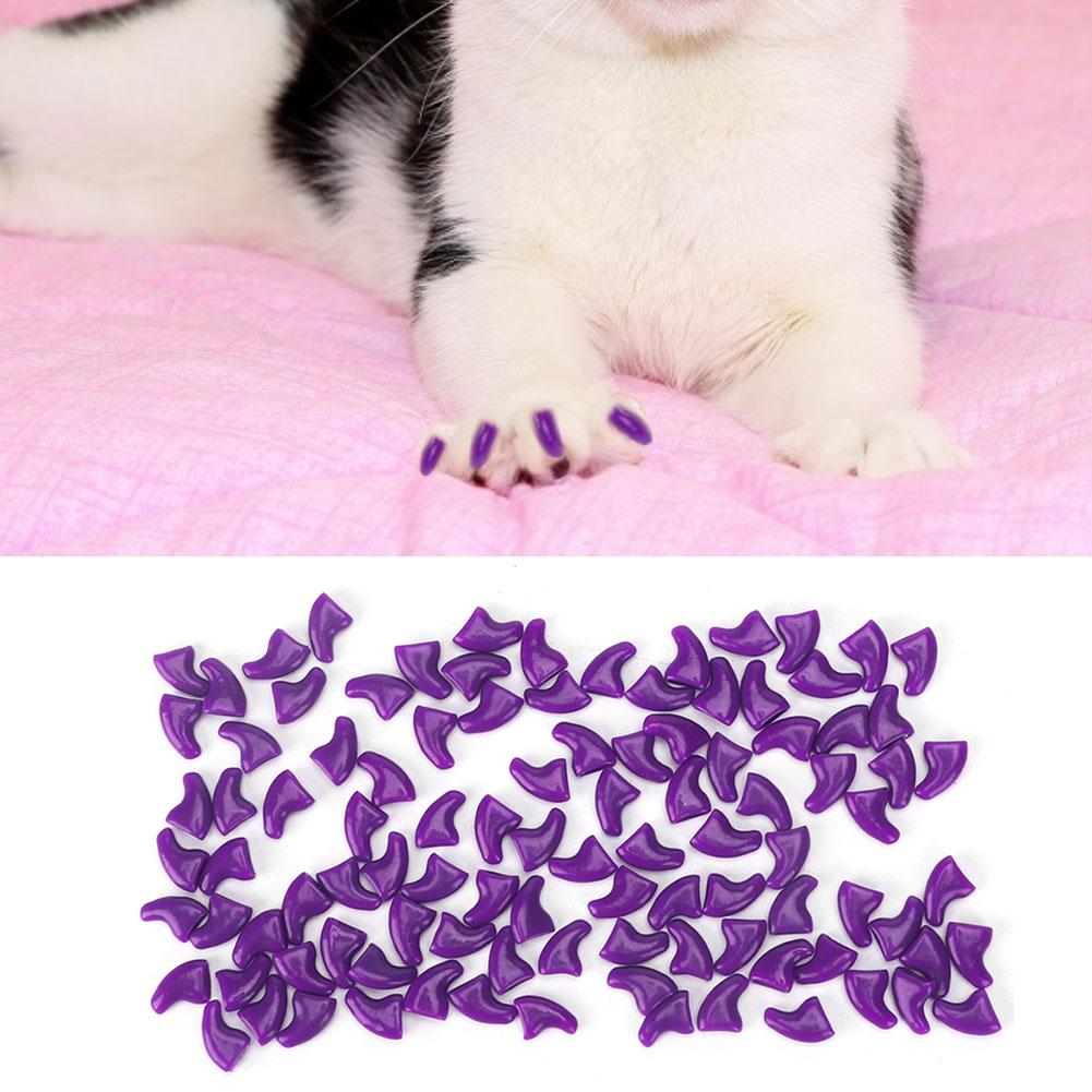 100 шт. мягкие чехлы для когтей из ПВХ для кошек, набор украшений для ухода за лапами(Фиолетовый М)