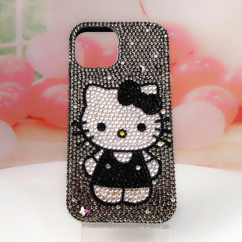 Phone Case IPhone 11 12 13 14 15 Pro Max Cute Kitten Rhinestone Design Shockproof Full Protection