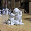 Статуэтка Девочка и Собака в Нордическом Стиле Настольная Фигурка Девочки и Собаки для Спальни Гостиной Домашнего Офиса Полки Стола Декор