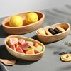 Japanese Boat-shaped Wooden Bowl Salad Bowl Fruit Dessert Bowl Large Wooden Tableware Natural Material Thickened Anti-scald