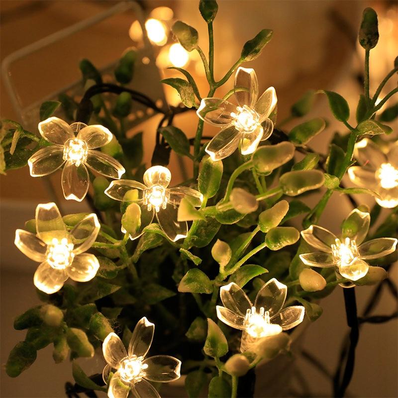 Solar Garden Lamps Set 5 Meters 20 Led Flowers Warm White Decorative