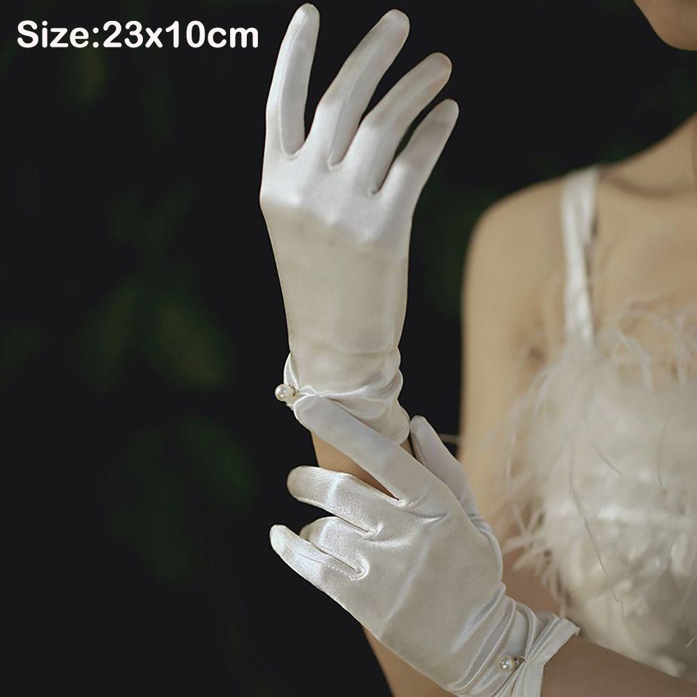 Solid Color Bridal Gloves Satin Dance Mittens Events Activities Dress Stage Gloves Wedding