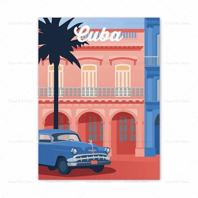 Vintage Miami California Canvas Painting Retro Travel Poster Tourist Scenery Wall Art for Living Room Decoration Home Decor
