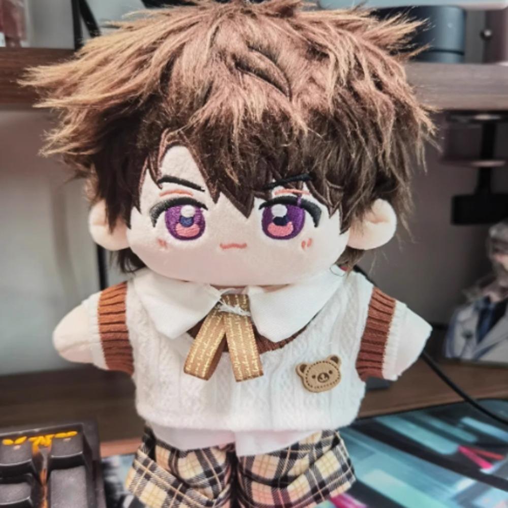 1 set Knitted Vest 20cm Cotton Doll Clothes Plaid Shorts Plush Doll Clothes 20cm Cotton Doll