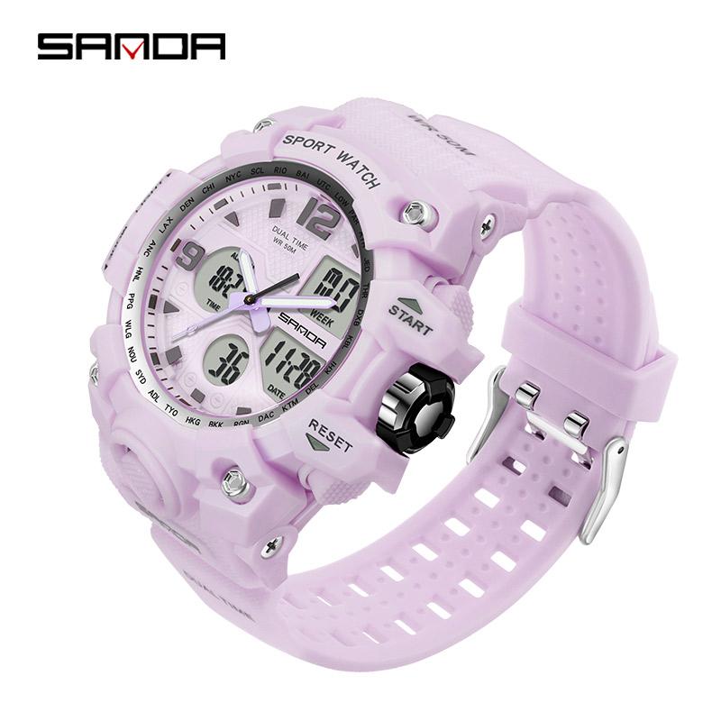SANDA Новые простые модные спортивные электронные часы с ночным светом, студенческие мужские часы
