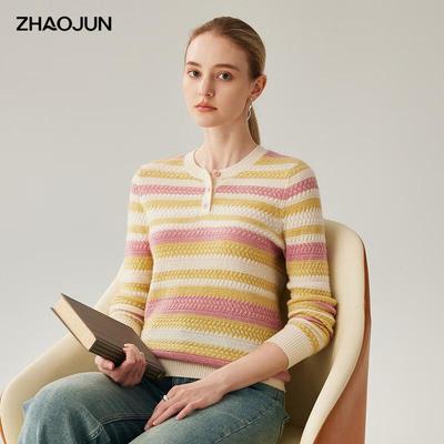 Женский кашемировый свитер Zhaojun 2025 Осень/Зима, крупная вязка «косы»