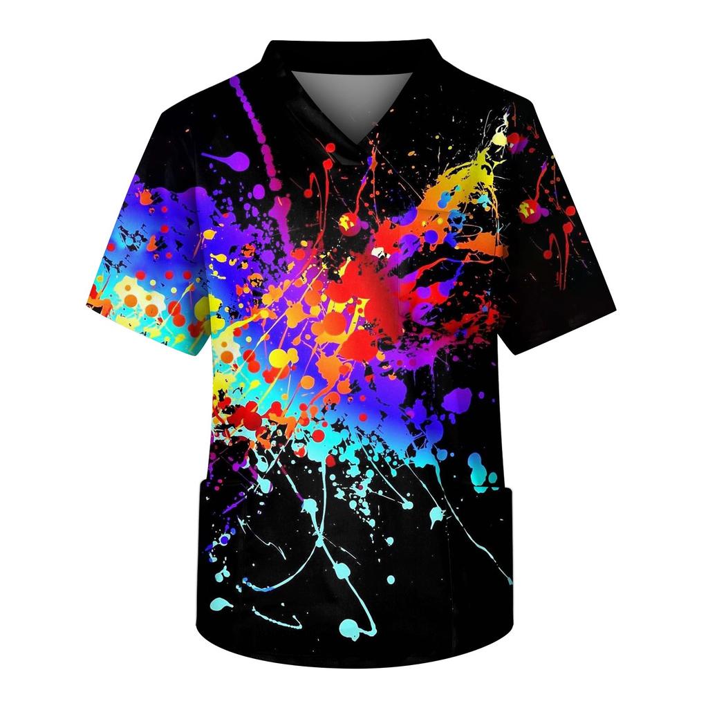 Мужской топ с коротким рукавом и V-образным вырезом с принтом нагрудного кармана