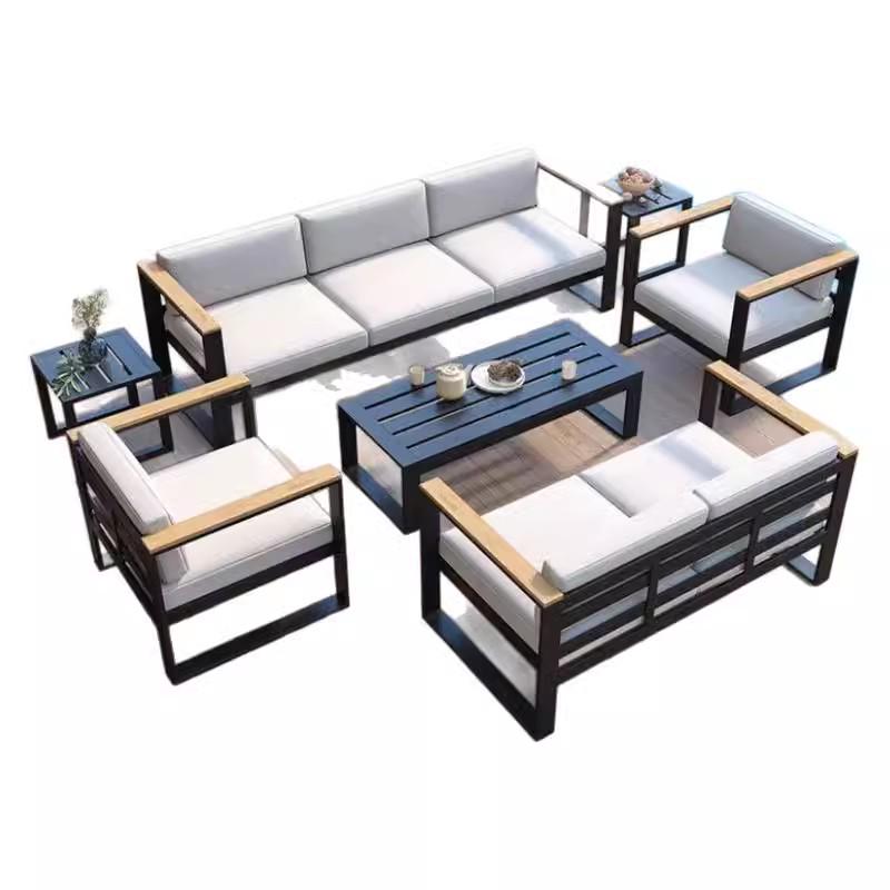 Aluminum Alloy Outdoor Patio Sofa - Sunproof & Waterproof Lounge Furniture for Garden, Terrace, or Office.