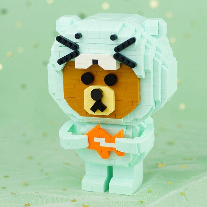 LOZ 9245 Animal World Beaver Bear Fish Pet 3D Model 860pcs DIY Mini Diamond Blocks Bricks Building Toy for Children Gift No Box