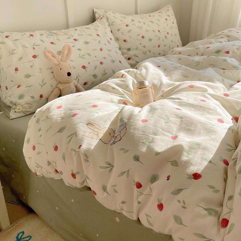 Комплект постельного белья из 100% чистого хлопка, четырехпредметный, приятный к коже, стиранный в воде, простыня, пододеяльник, комплект наволочек