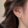 Bow Pearl Earrings Girl's Design Senior Sense of Earrings Light Luxury Fashion Versatile Fashionable and Versatile Earrings