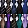 Mens Business Classic Silk Ties Hanky Cufflinks Set Striped Neckties Formal Caual