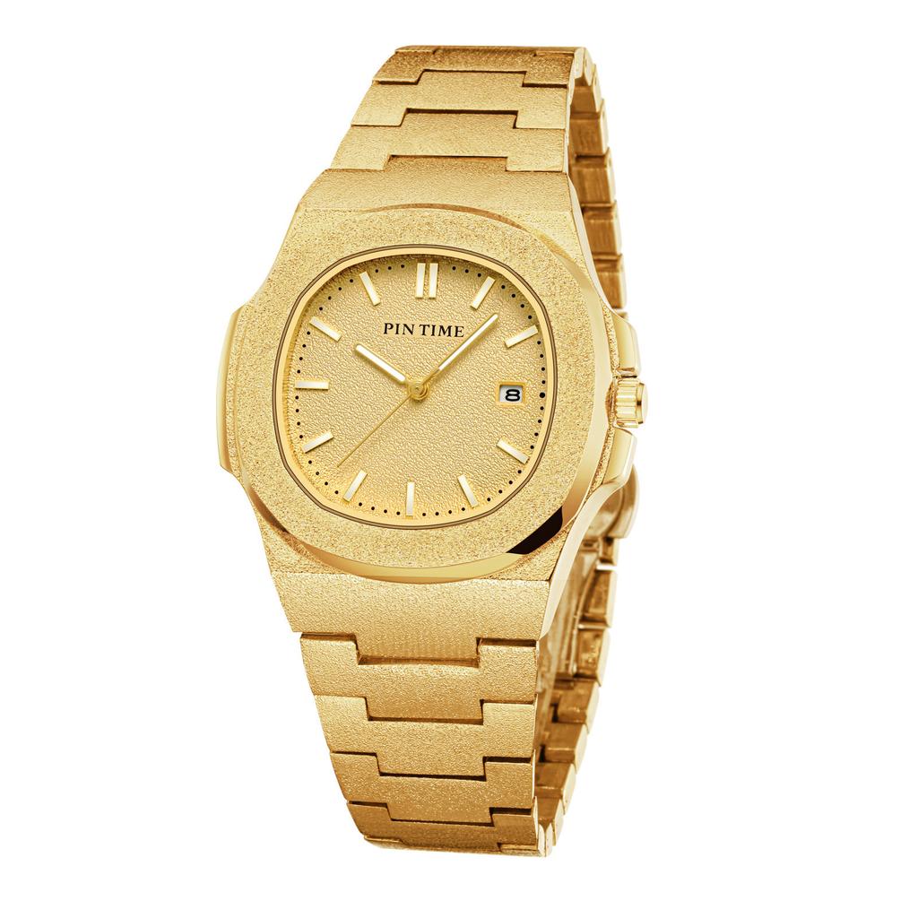 Матовая поверхность кварцевые часы мужские роскошные хип-хоп серебристо-голубые золотые часы мужские часы мужские Reloj Hombre Masculino