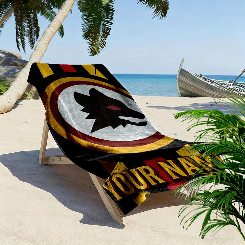 Custom Name Roma Print Beach Towel, Large Soft Quick Dry Towel for Beach Camping Swimming