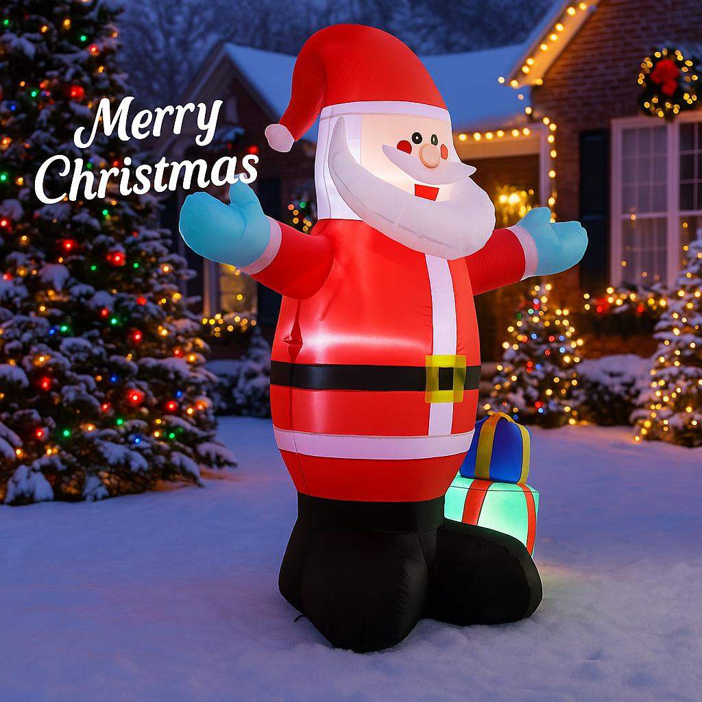 4.9FT Xmas Inflatable Yard Decor Giant Santa Claus LED Christmas Decoration Ornament Festive Toy Gift Christmas Supplies Holiday