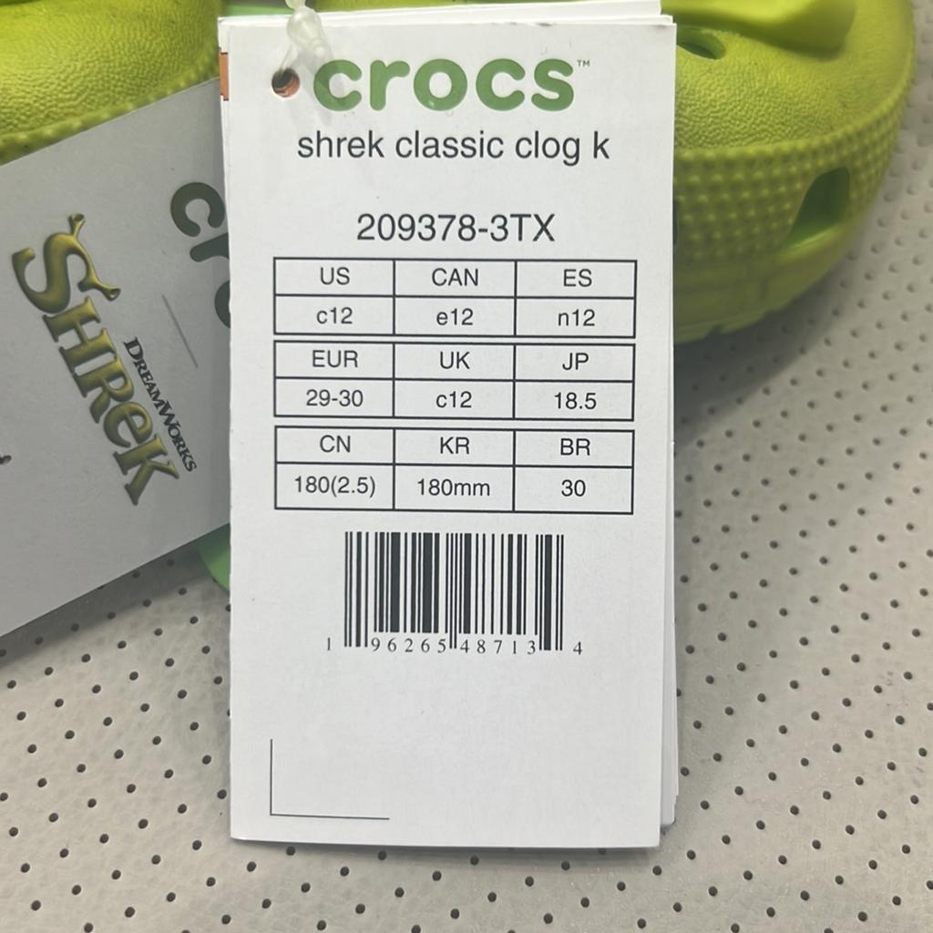 DreamWorks x Crocs Classic Clog Детские Клоги Шрек Детские Кроссовки Зеленый Лайм-Пунш 209378-3TX