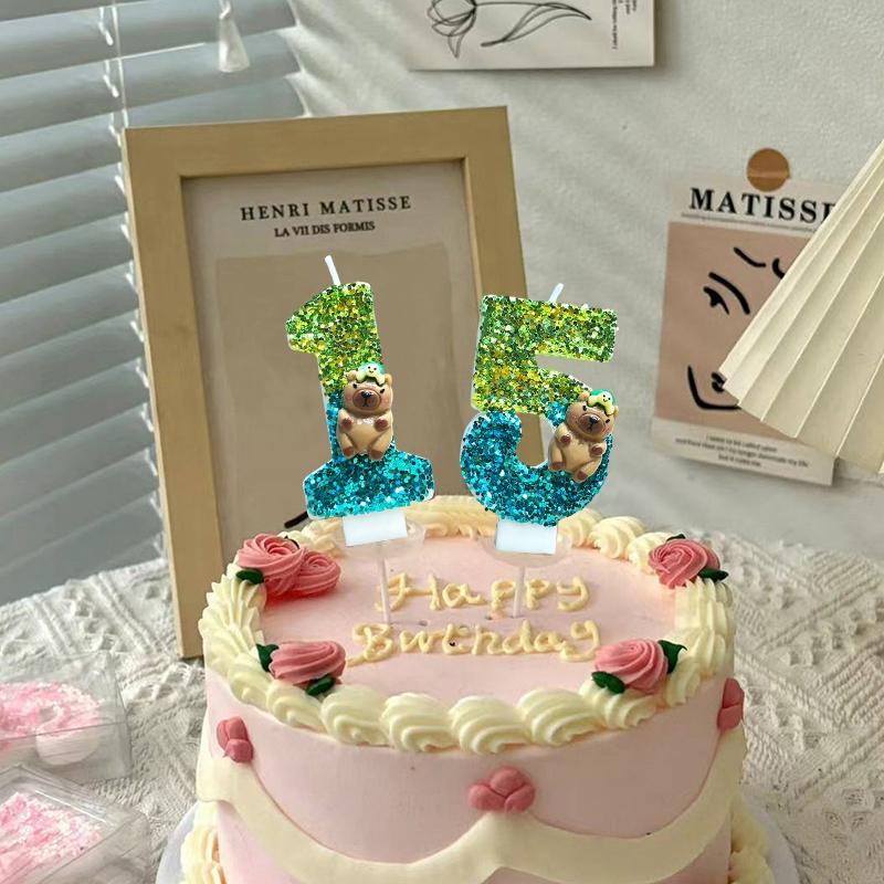 0-9 Number Capybara Candle Cute  Cake Topper Birthday Digital Candle For Children Kid Birthday Party Baby Shower Decor Cartoon