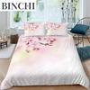 Plum Blossom Duvet Cover Collection King Pink Flower Quilt Cover For Girls Microfiber Branches Printed Bedding Collection