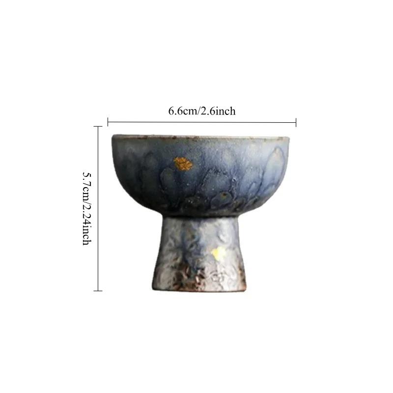 Пустой старый глиняный кубок из камня Чжай, серебряный, позолоченный, высокая ножка, бронзовая глазурь, керамическая чайная посуда, чайная чашка, одинарная чашка, чайная чаша
