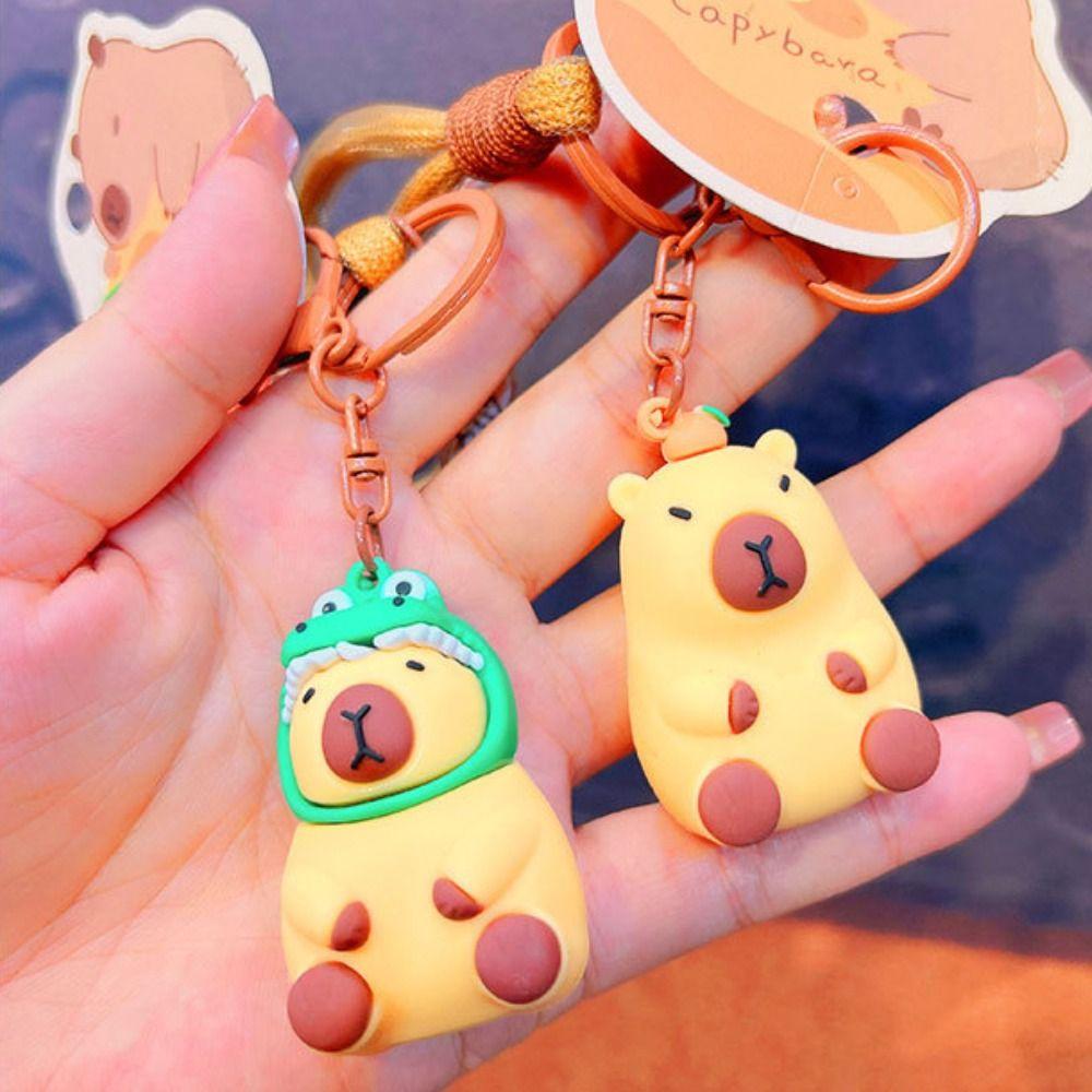 Korean Style Capybara Key Chain Silica Gel Cartoon Key Buckle Capybara Pvc Pendant  Bag Pendant
