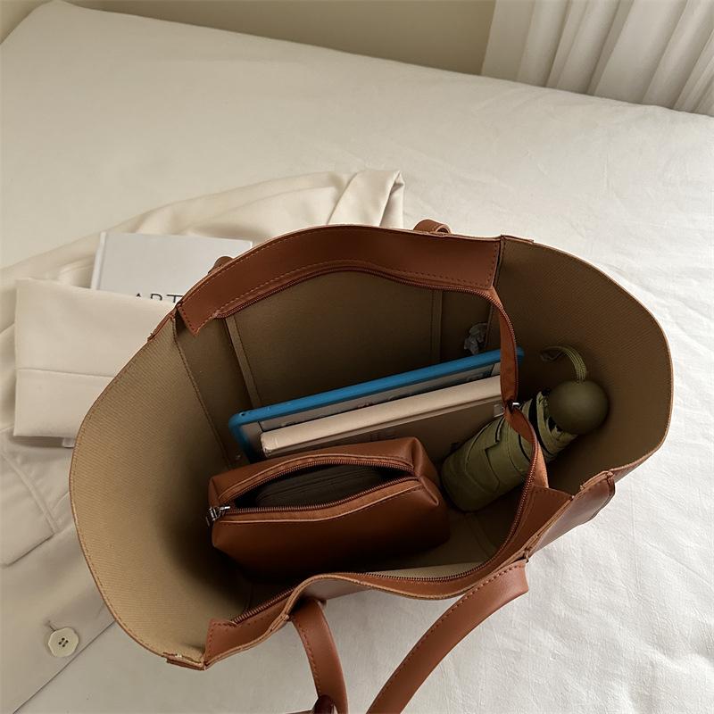 Минималистичный набор сумок-тоут с принтом букв из ПУ, на молнии, на плечо для женщин для покупок и повседневного использования