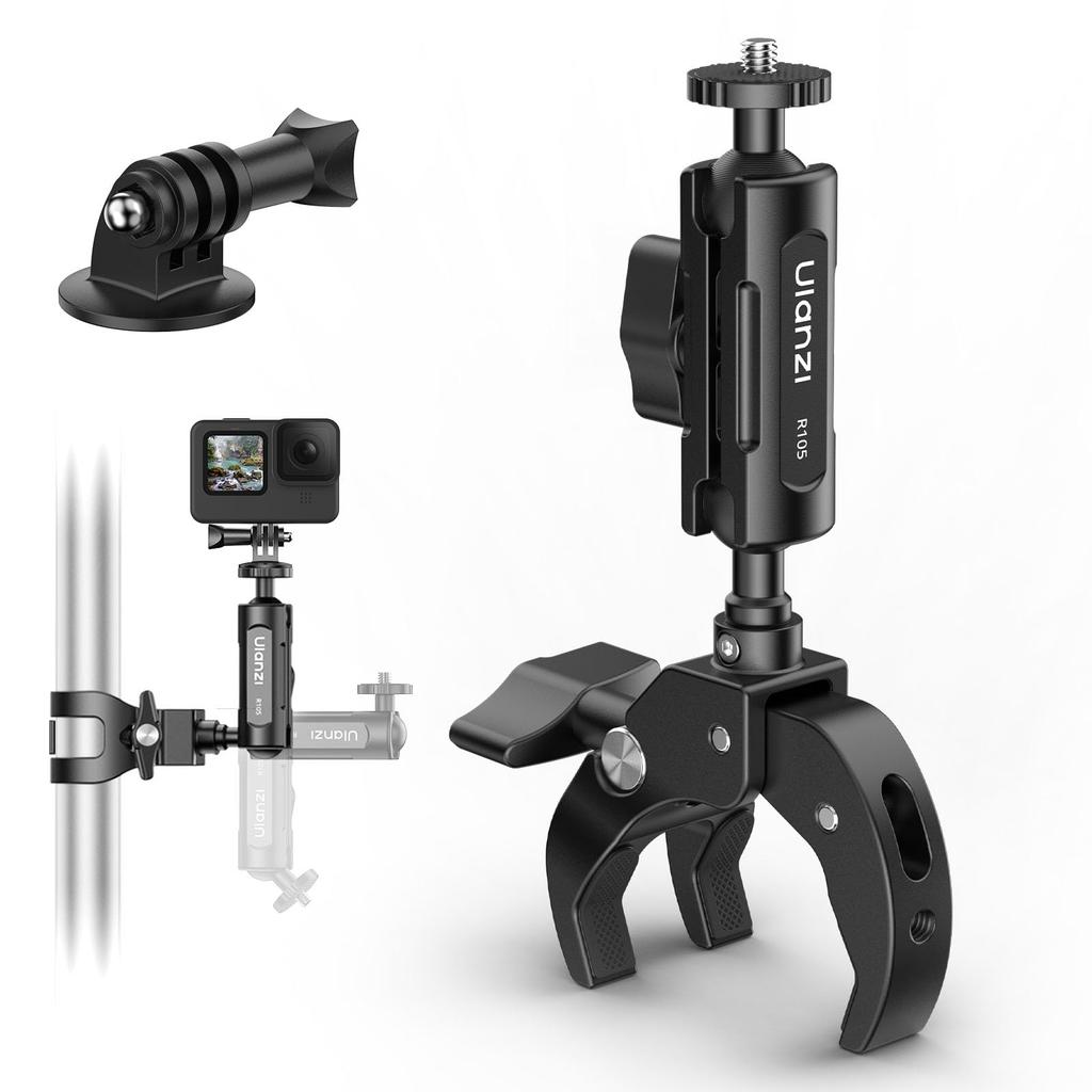 Ulanzi R105 Super Clamp New Model Rotating Metal Camera Mount Integrated Camera Gripper Holder Screw Clip Mount GoPro Accessory Action Camera Mount