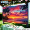 2D plane 1 piece of bold-colored tropical beach sunset-themed banner background fabric