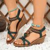 Women’s Bohemian Elastic Backstrap Wedge Sandals Comfortable Summer Shoes