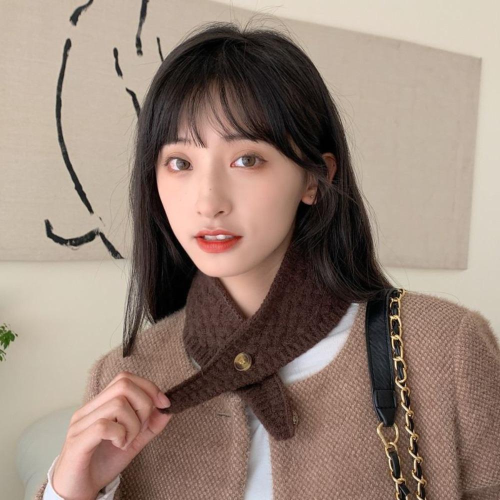 Keep Warm Neck Scarf Cold Resistant Knitted Cross Scarf Fashionable False Collar Female
