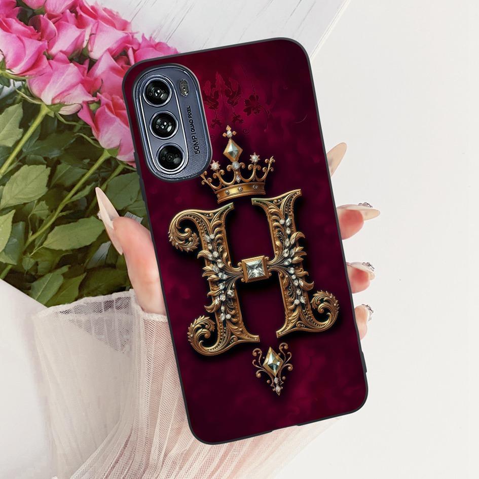 Case For Motorola Moto G62 5G G42 G32 G22 4G Cover Luxury Crown Letters Soft Black Silicone Shockproof Bumper on MotoG62 5G Capa