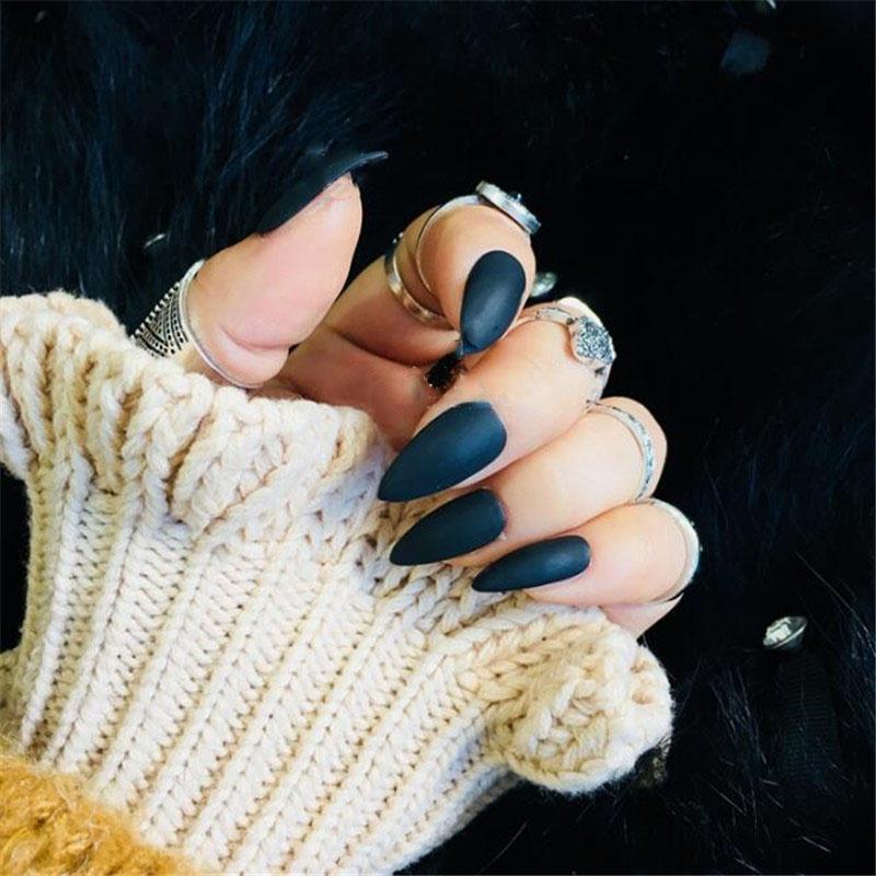 24 шт искусственных ногтей с матовым покрытием