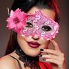 Сверкающая половина лица с цветочным декором и блестками, дизайн, сверхлегкая маска для Хэллоуина, маскарадная вечеринка, реквизит