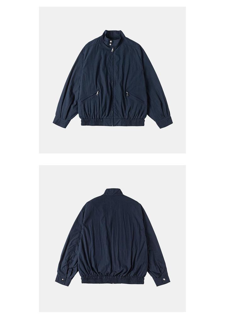 ANGN Unisex Retro Stand Collar Zipper Jacket - Solid Color for Spring/Autumn