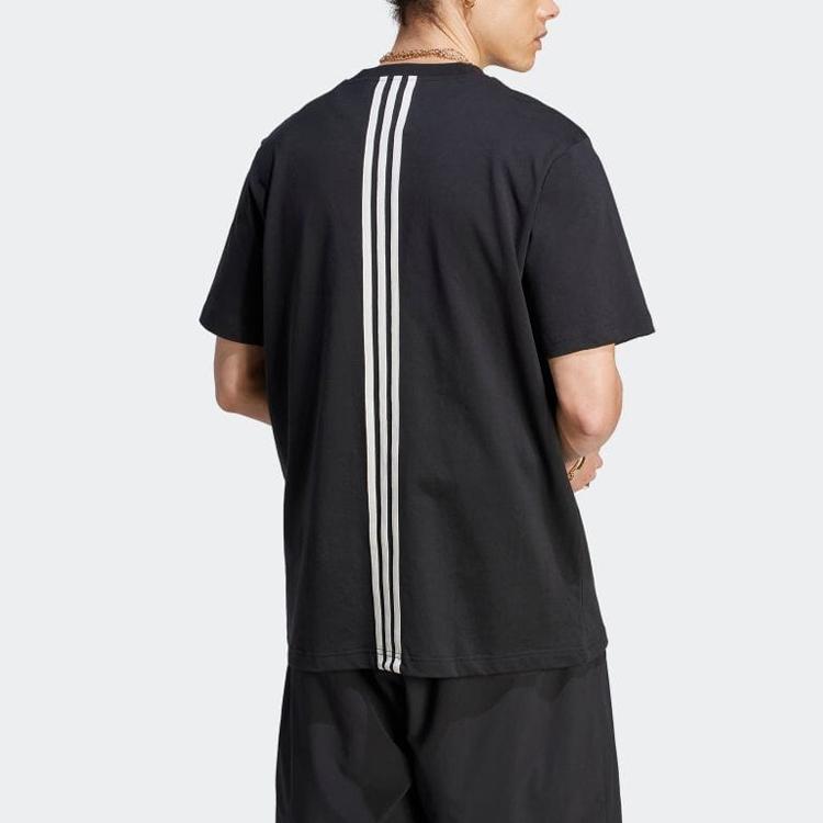 adidas Мужская футболка Originals с графическим принтом Trefoil, обычный крой, круглый вырез, короткий рукав, хлопок, Черная HZ0706
