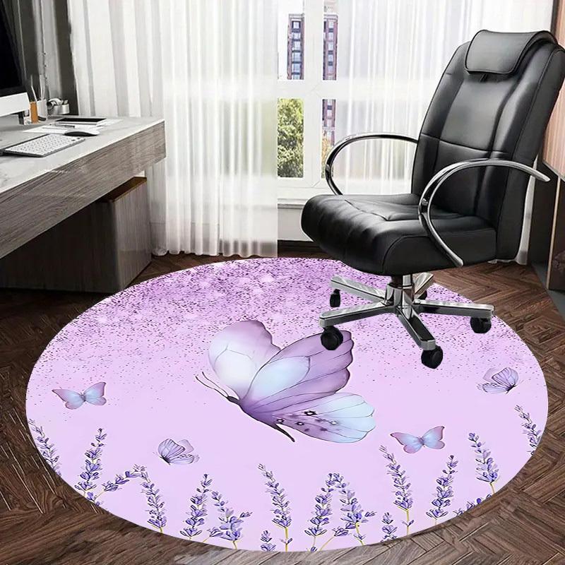 1PC Butterfly Lavender Non-Slip Floor Round carpet, Office, family, bedroom, Large Area Rug Indoor Rugs, Vibrant Colors-Z0484