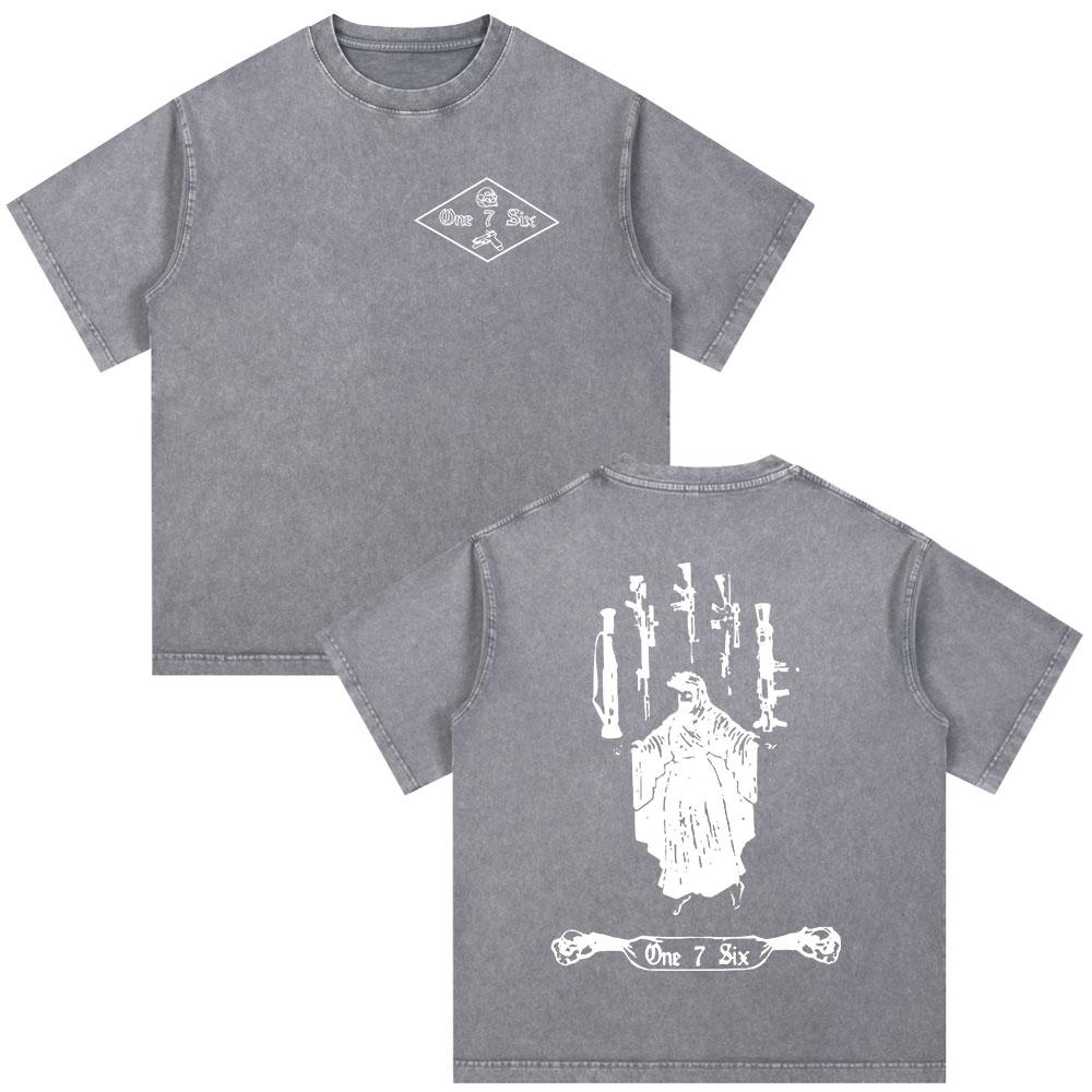 Vintage Washed Forward Observations Group Skeleton Fog T-shirts Men's Women Clothing Fashion Oversized Casual T Shirt Streetwear