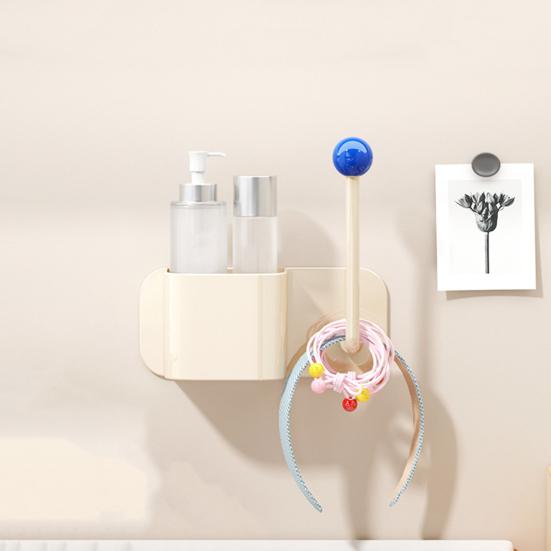 Полка для хранения в ванной с дренажным отверстием, высокая грузоподъемность, большая вместимость, настенная полка для хранения с крючком