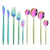 Tableware Rainbow Cutlery Set Stainless Steel Kitchen Dinner Set Fork Knife Tea Spoon Dinnerware Set Mirror Silverware Flatware