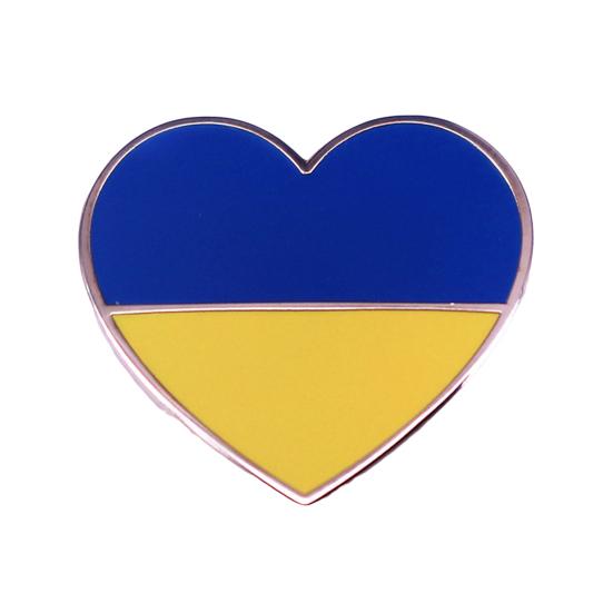 Значок в форме сердца с флагом Украины, металлическая пуговица, значок в форме сердца, брошь на лацкан, аксессуары для одежды, куртка, шляпа, сумка