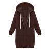 Winter Windproof Women's Casual Zip Up Hooded Jacket Long Tunic Sweatshirt With Pockets Drawstring Outerwear