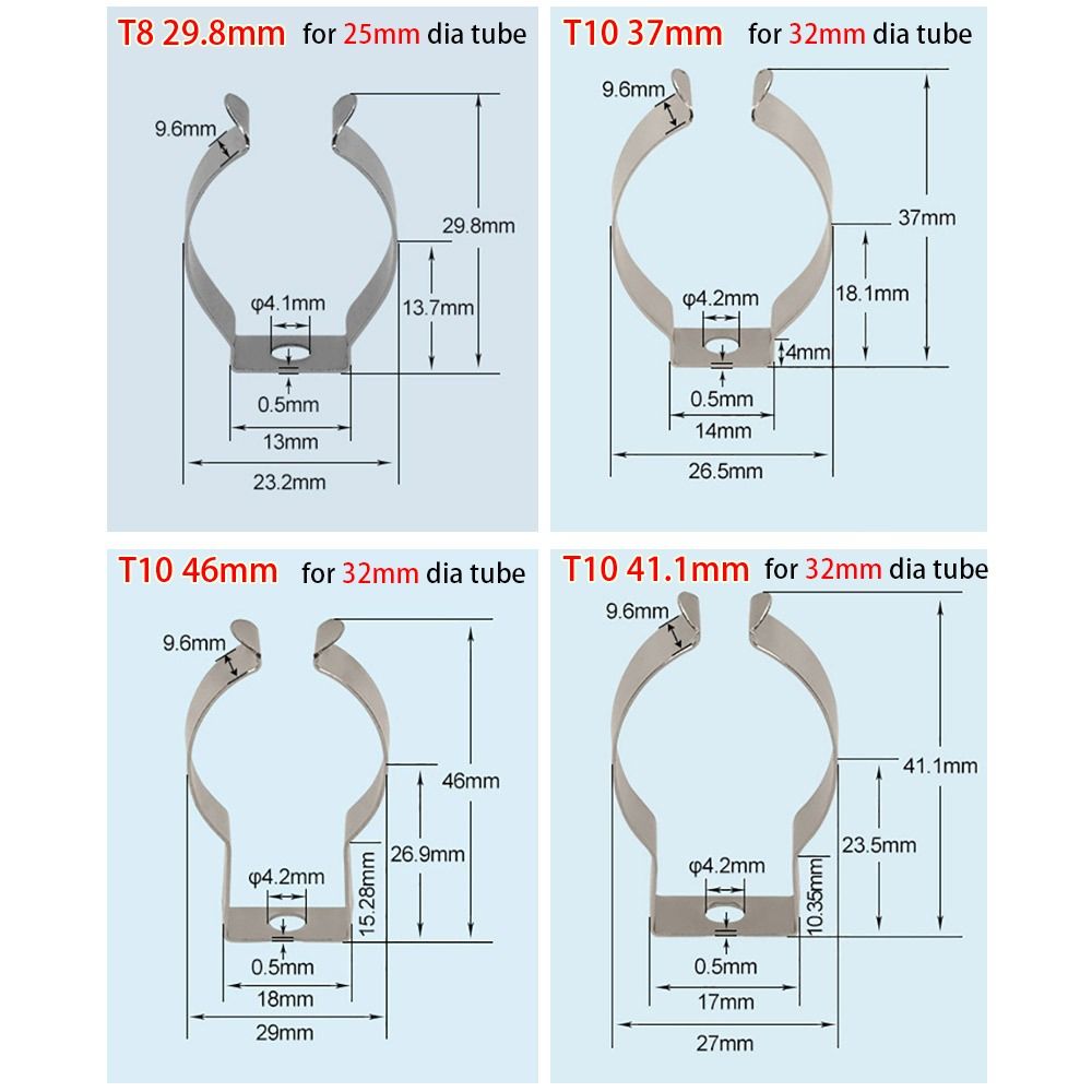 10Pcs Clamp Holders Lamp Tube Clip Heavy Duty Pipes Clamp Spring Terry Clip  for 25mm/32mm Dia Tube