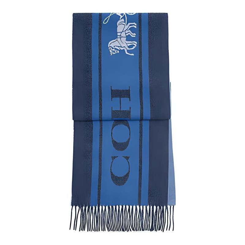 COACH Classic letter logo pattern Wool cashmere scarf Unisex couple model Navy blue