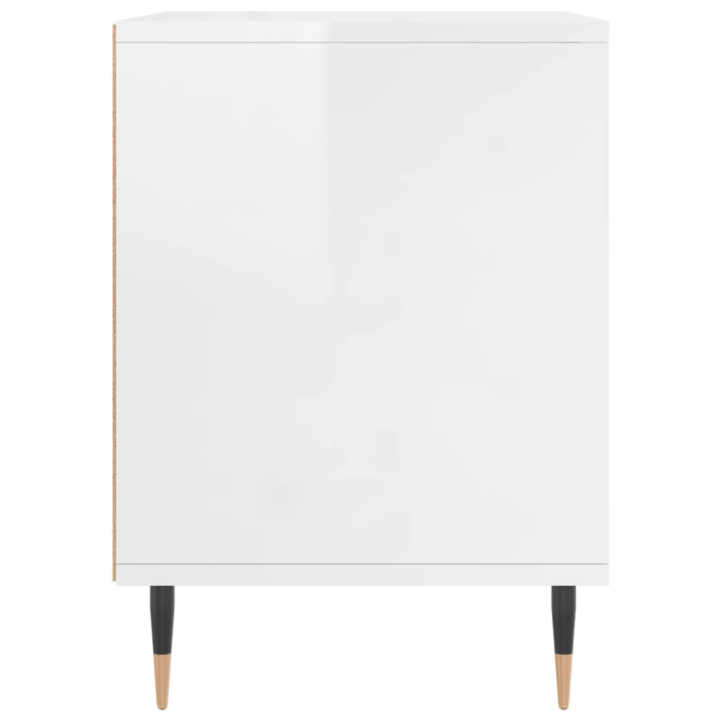 Nightstand High Gloss White 40 x 35 x 50 cm Engineered Wood