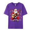 Santa Playing Guitar Funny Christmas Classic Guitar Santa T-Shirts Autumn 100% Cotton Top T-Shirts Student Tee Shirts