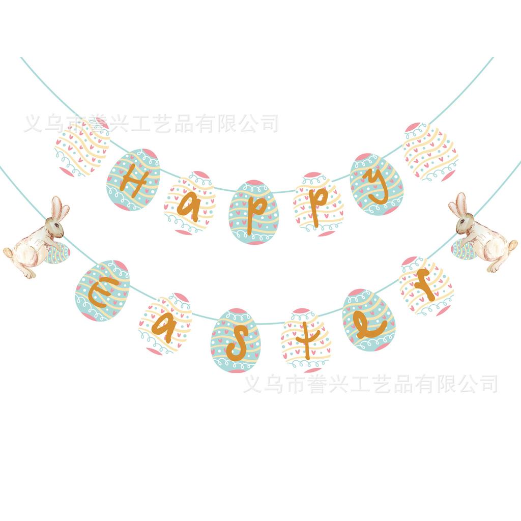 Easter Festival Theme Flag Rabbit Egg Festival Letters Flag Party Decoration Banner